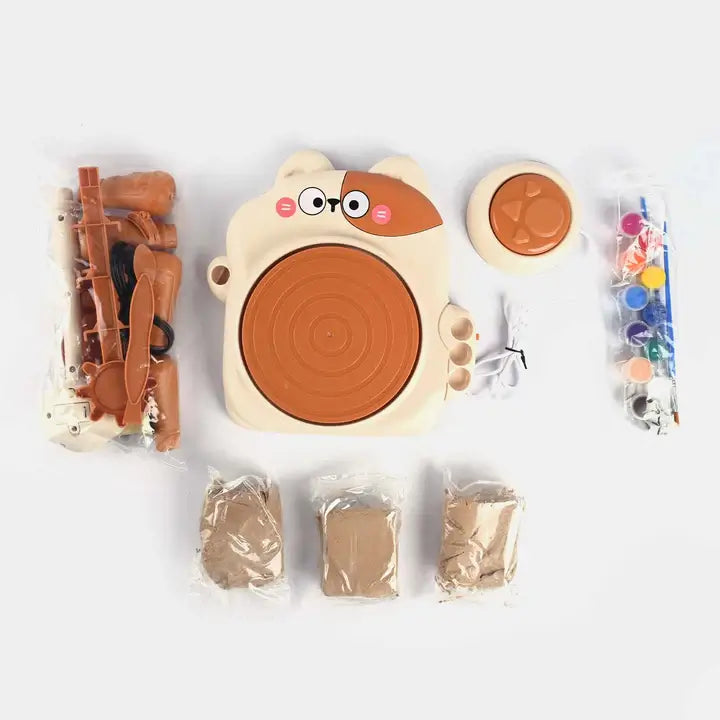 CUTE CAT POTTERY WHEEL MACHINE CREATIVE CLAY ART SET