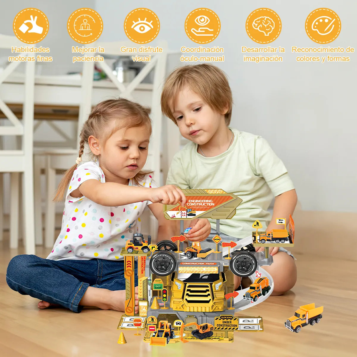 DIY 2 IN 1 TRUCK TRACK FOR CARS CONSTRUCTION - 46PCS