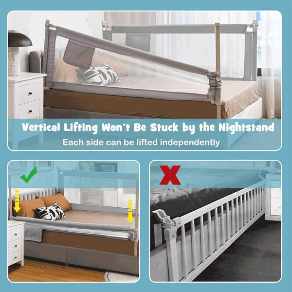 BED SAFTEY RAIL & GATE FOR KIDS & BABIES - 1 SIDE