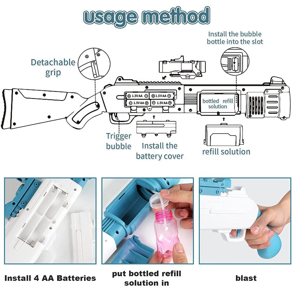 10 HOLES AUTOMATIC CRAZY BUBBLE GUN TOY FOR KIDS