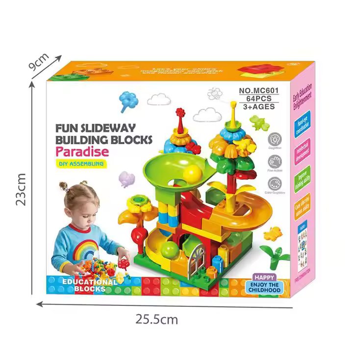KIDS SLIDEWAY EDUCATIONAL BUILDING BLOCKS - 64PCS
