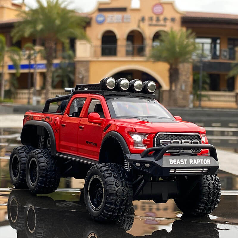 1:28 FORD RAPTOR F150V 6X6 MODIFIED OFF ROAD ALLOY DIECAST MODEL