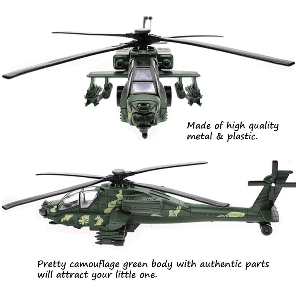 METAL ARMY FIGHTER HELICOPTER WITH LIGHTS & MUSIC