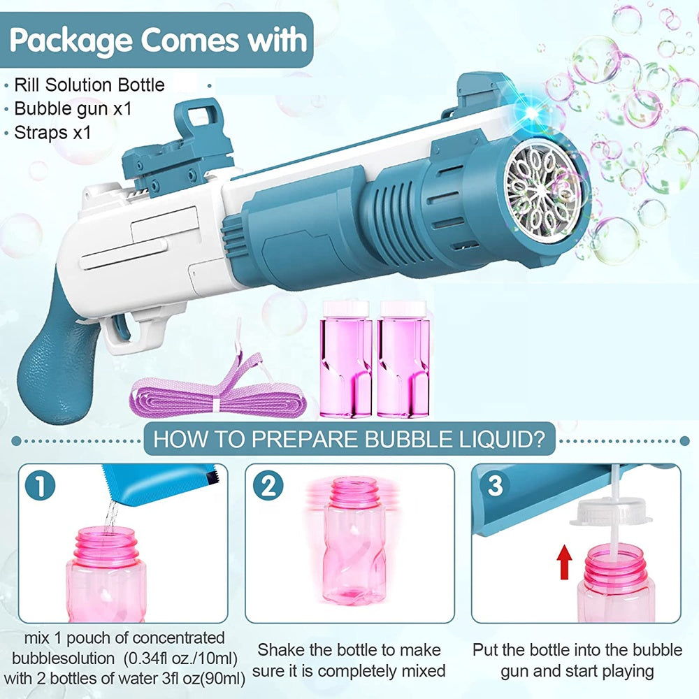 10 HOLES AUTOMATIC CRAZY BUBBLE GUN TOY FOR KIDS