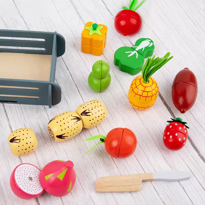 WOODEN VEGETABLE COGNITION CUTTING TOY