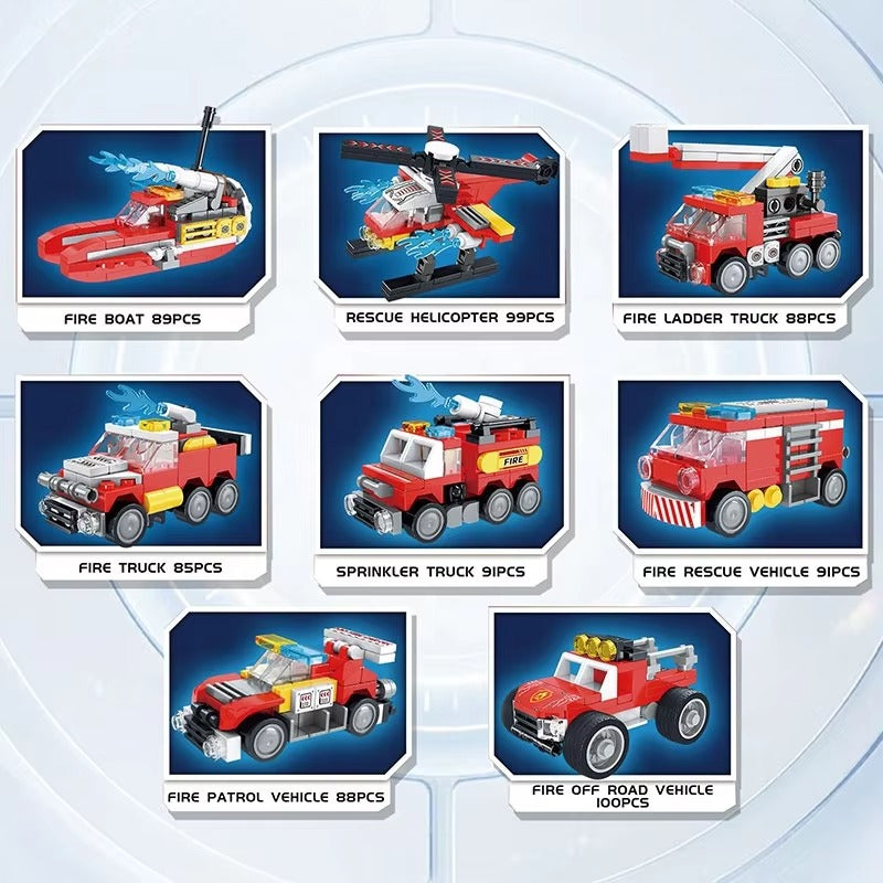 8 IN 2 DIY FIRE ROBOT TRUCK BUILDING BLOCKS