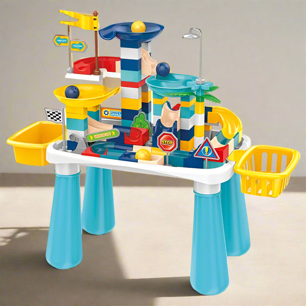 DIY SLIDE TRACK ROLLING BALL BLOCKS TABLE