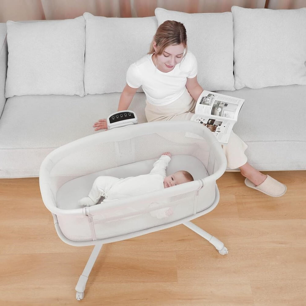 4 IN 1 MASTELA DREAM STARLIGHT BABY CRIB BASSINET SWING MUSIC – LIGHT GREY