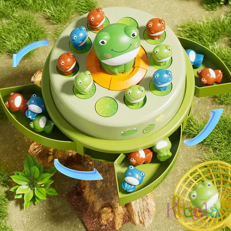 KIDS CATCHING FROG TURNTABLE BOUNCE CATCH GAME