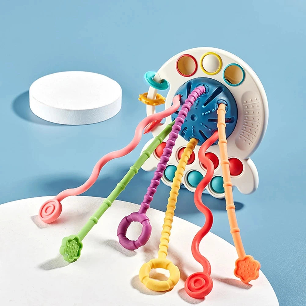 BABY TEETHER PULL STRING SENSORY RATTLE TOY