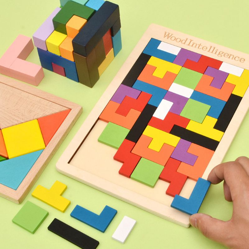 COLORFUL WOODEN TANGRAM PUZZLE