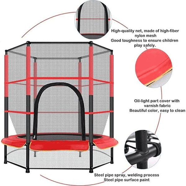 4.5FT TRAMPOLINE FOR KIDS WITH ENCLOSURE NET AND SAFETY PAD