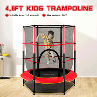 Thumbnail for 4.5FT TRAMPOLINE FOR KIDS WITH ENCLOSURE NET AND SAFETY PAD