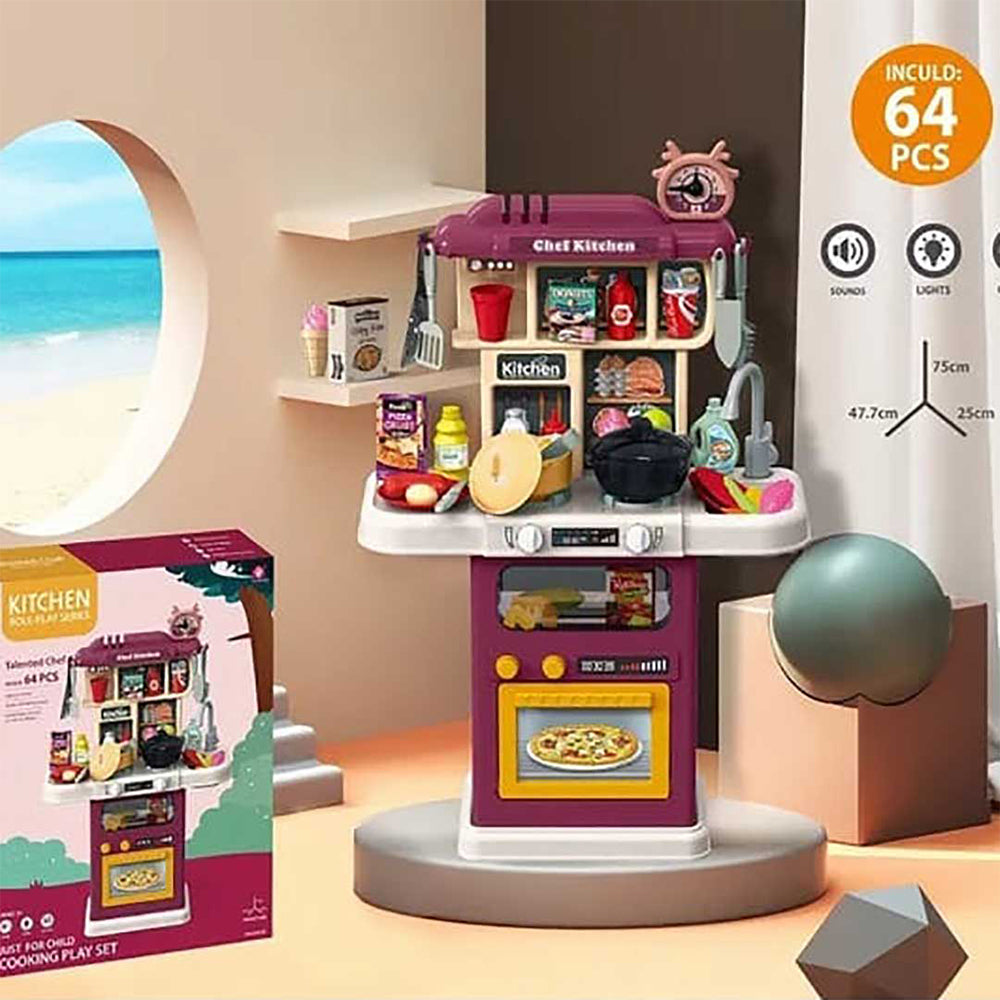 ROLE-PLAY KITCHEN COOKING PLAY SET - 64 PCS