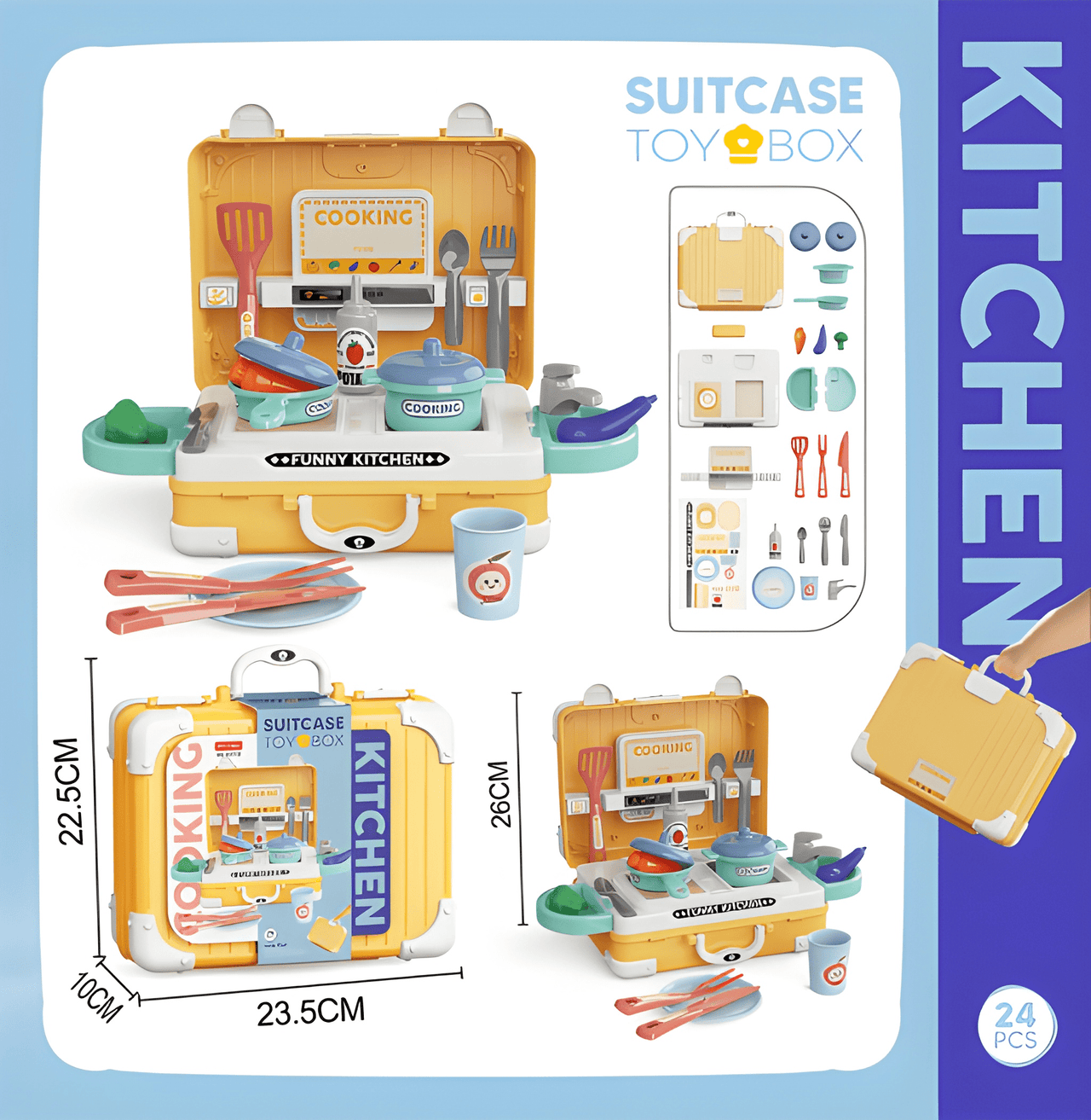 KIDS KITCHEN SUITCASE TOY SET – 24 PIECE