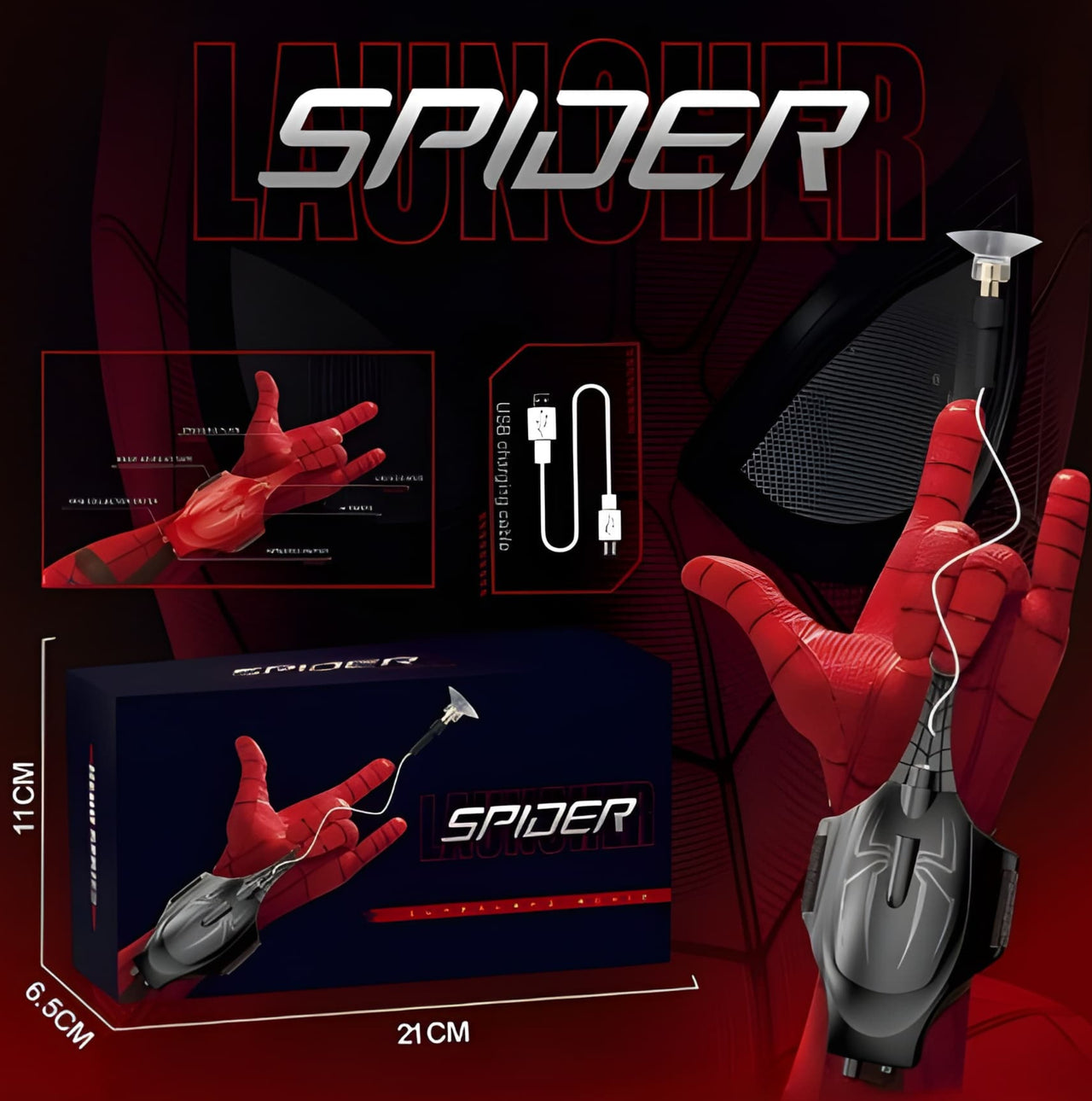 SPIDER ELECTRIC WEB SHOOTER WITH AUTOMATIC RETRIEVAL USB CHARGING