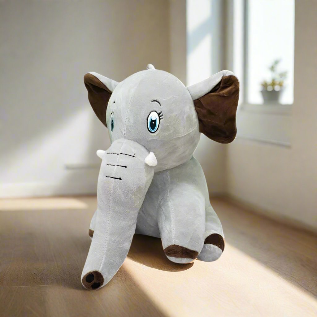 SITTING BABY ELEPHANT SOFT STUFFED TOY - 30 CM