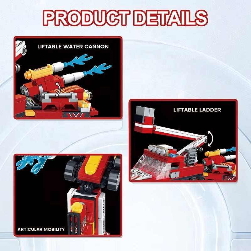 8 IN 2 DIY FIRE ROBOT TRUCK BUILDING BLOCKS