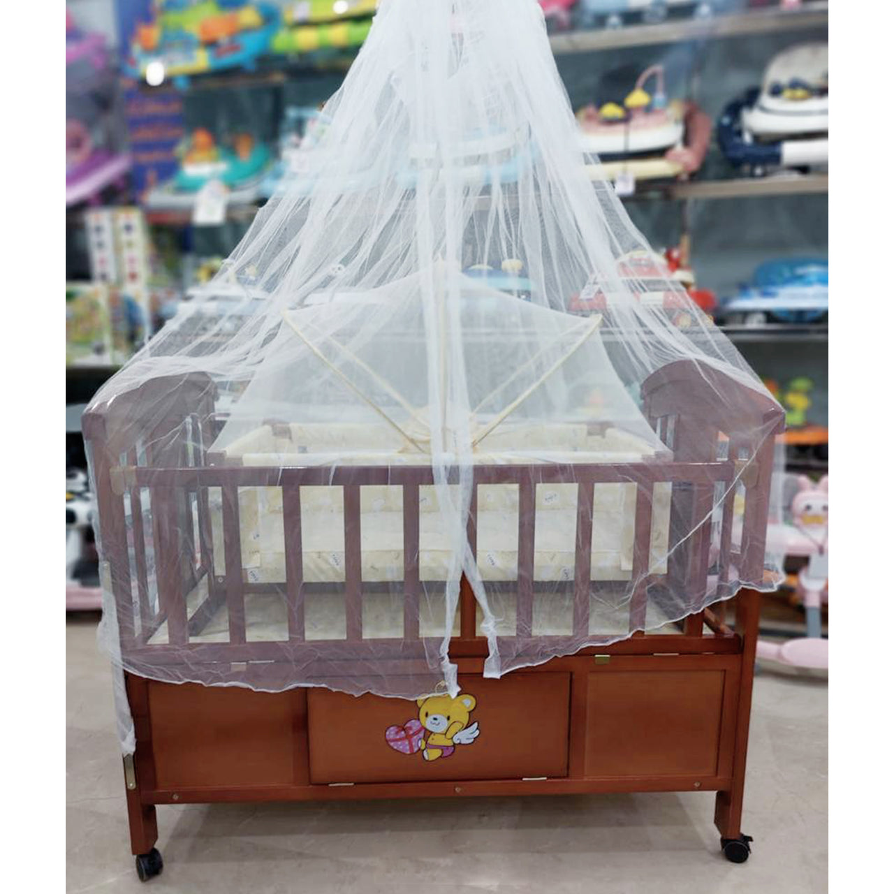 BABY WOODEN BED & SWING - IMPORTED - LIGHT BROWN