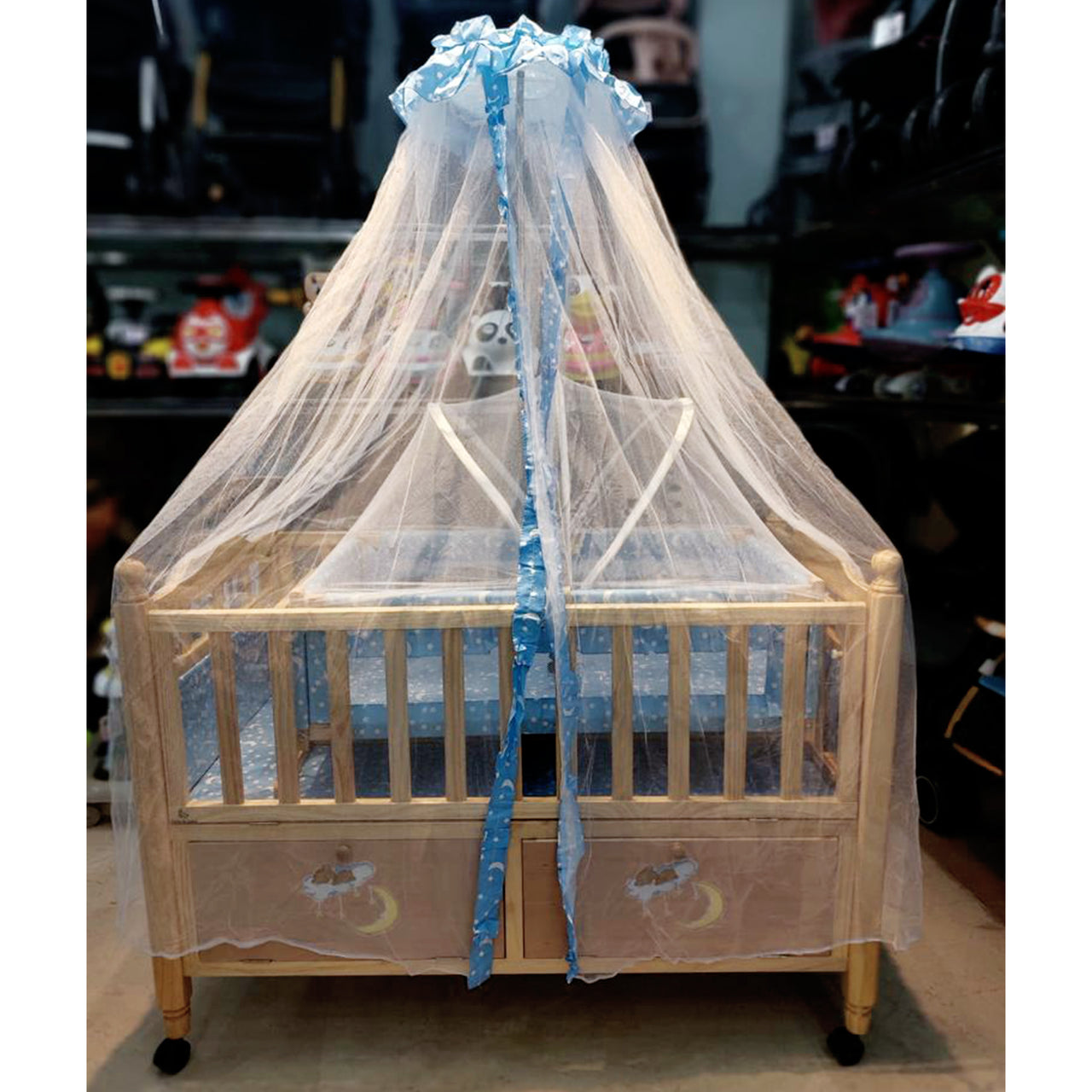 BABY WOODEN BED & SWING - IMPORTED - LIGHT WOOD