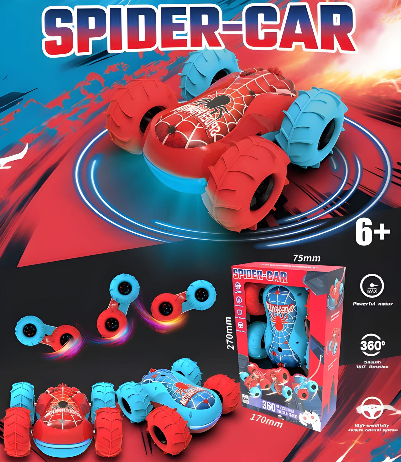 SPIDER– ULTIMATE 360° STUNT CAR FOR KIDS ( PACK OF 1 )