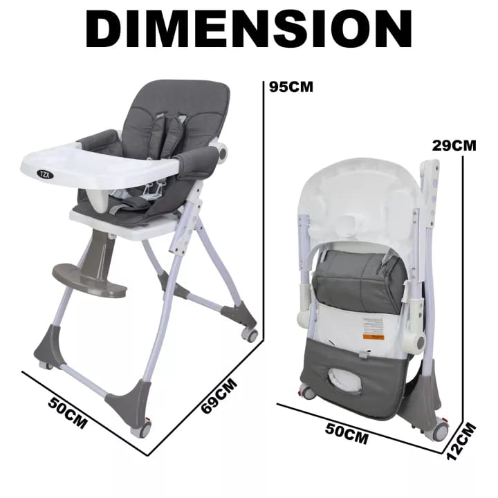 BABY HIGH & FOOD CHAIR FOLDABLE WITH ADJUSTABLE TRAY