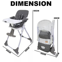 Thumbnail for BABY HIGH & FOOD CHAIR FOLDABLE WITH ADJUSTABLE TRAY