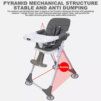 Thumbnail for BABY HIGH & FOOD CHAIR FOLDABLE WITH ADJUSTABLE TRAY