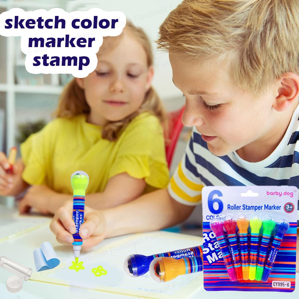 FUNBLAST 2 IN 1 ROLLER STAMPER MARKER FOR KIDS