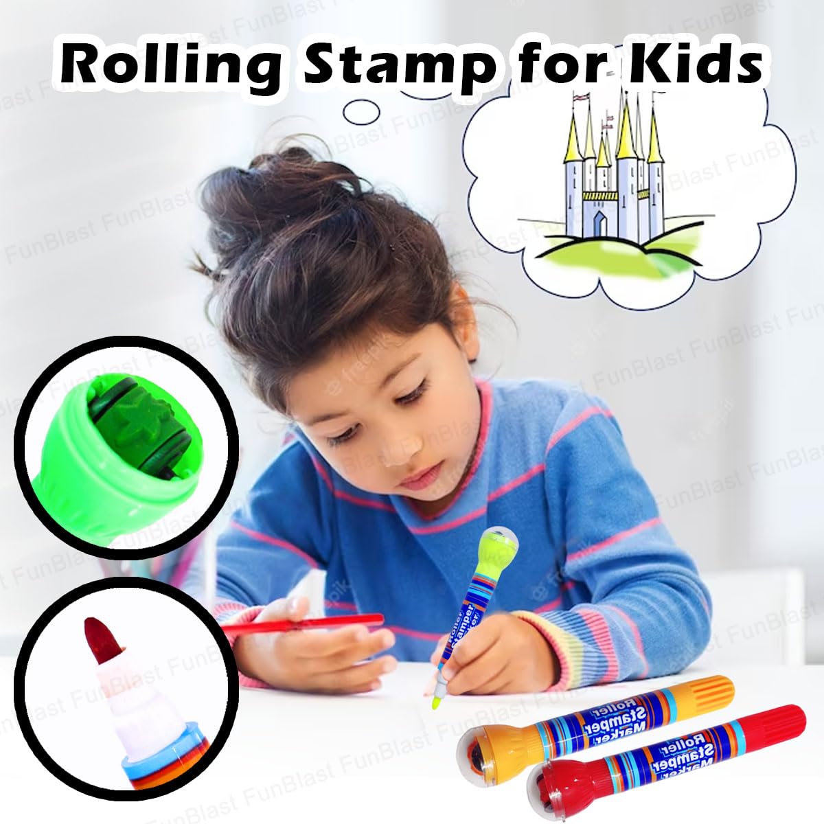 FUNBLAST 2 IN 1 ROLLER STAMPER MARKER FOR KIDS