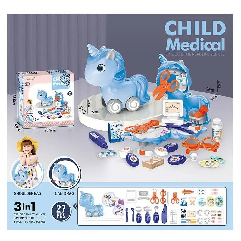 3 IN 1 CHILD MEDICAL PLAY SET - 27 PCS