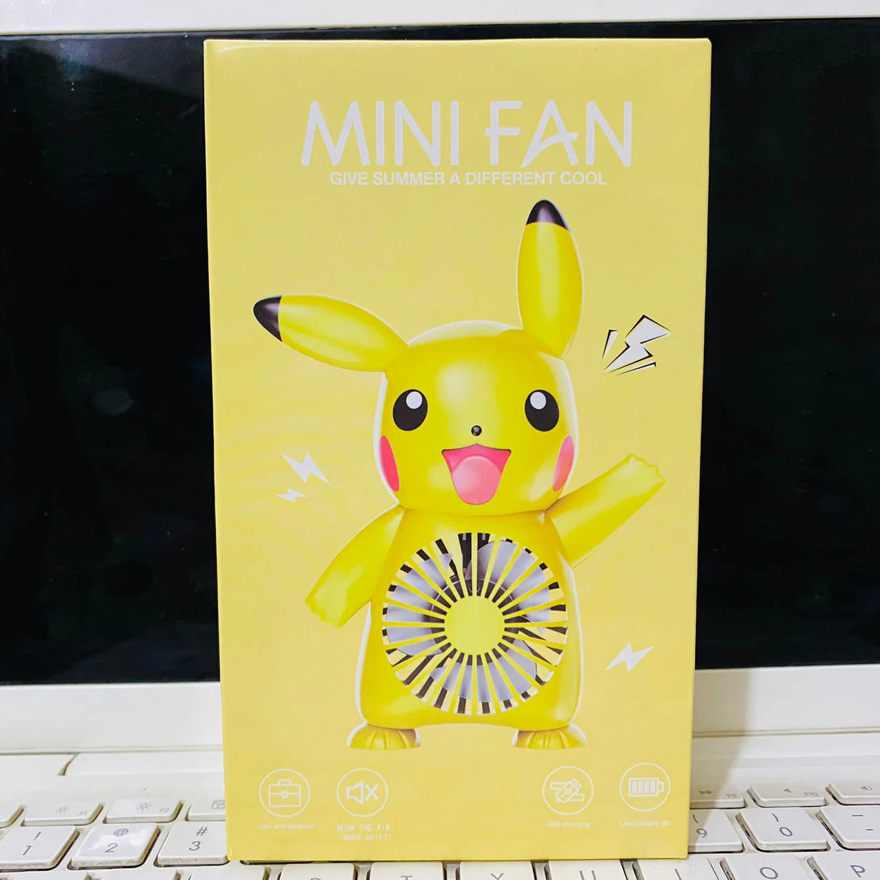 PIKACHU PORTABLE SIDE TABLE CHARGING MINI HAND FAN