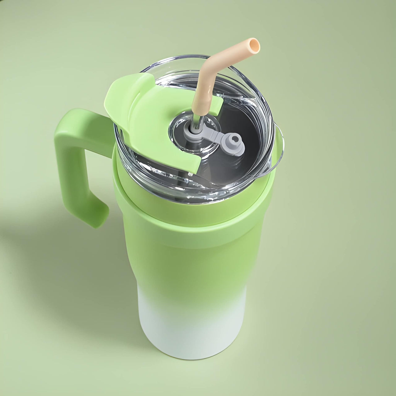 GRADIENT TRAVEL TUMBLER WITH HANDLE & STRAW