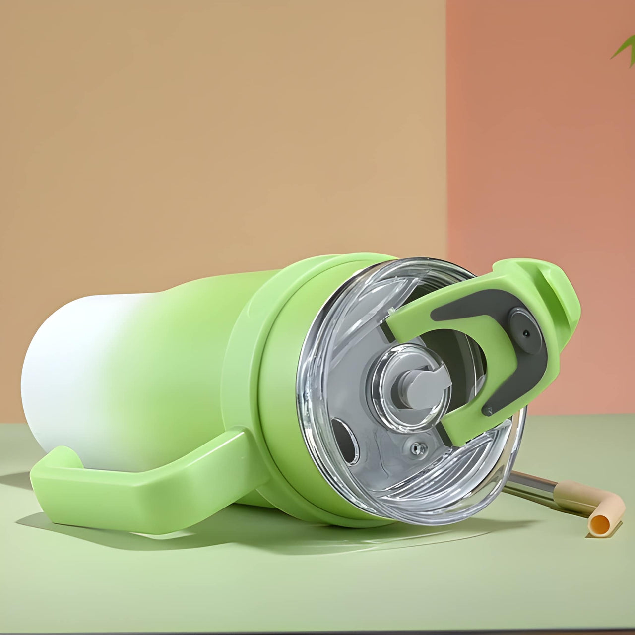 GRADIENT TRAVEL TUMBLER WITH HANDLE & STRAW