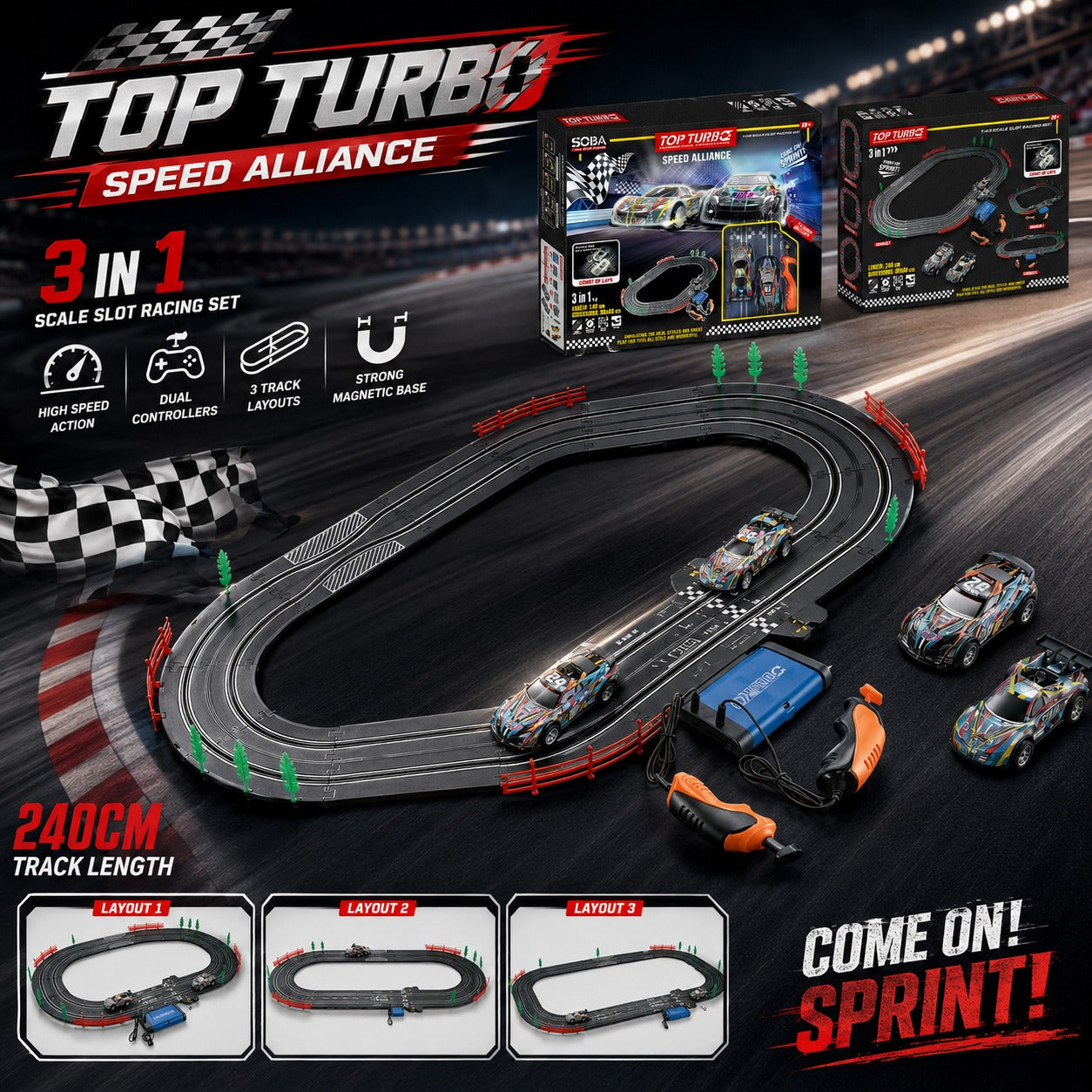 TOP TURBO – SPEED ALLIANCE 3-IN-1 RACING TRACK SET