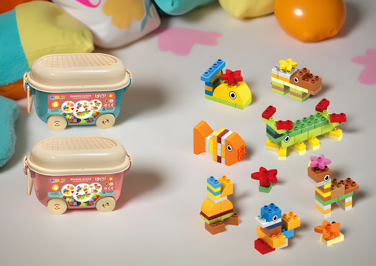 COLORFUL CREATIVE BUILDING BLOCKS SET WITH STORAGE BOX