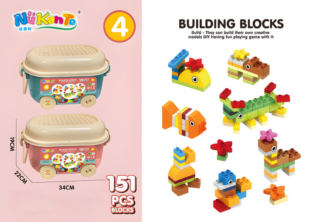 COLORFUL CREATIVE BUILDING BLOCKS SET WITH STORAGE BOX