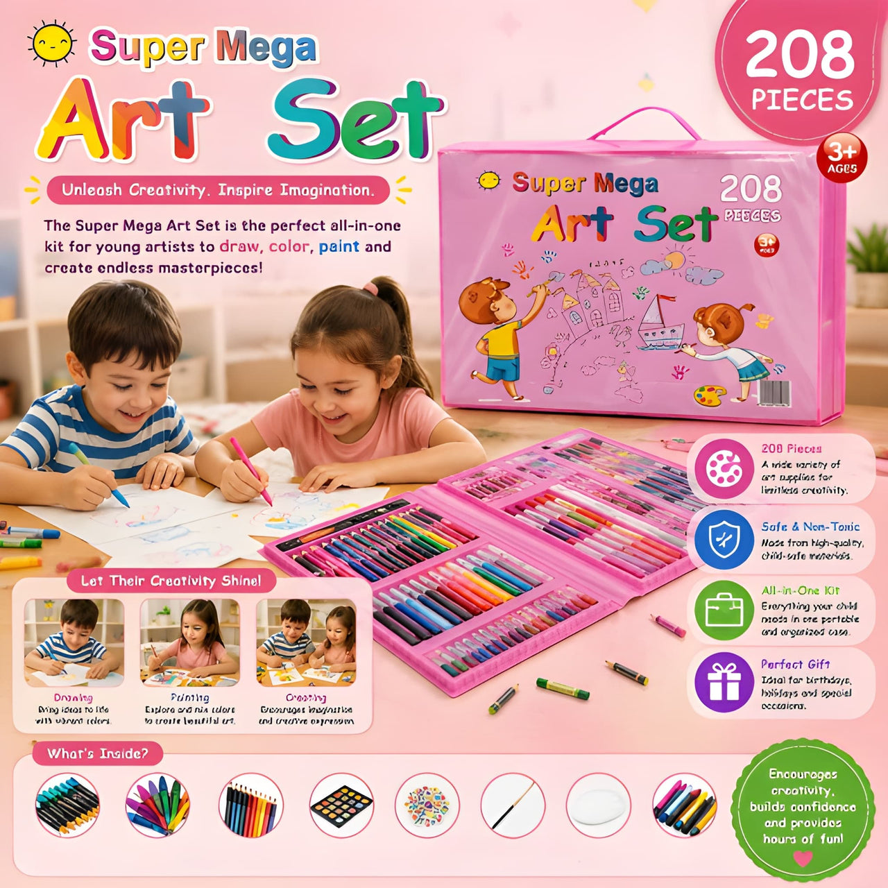 SUPER MEGA ART SET  ( 208 PCS )