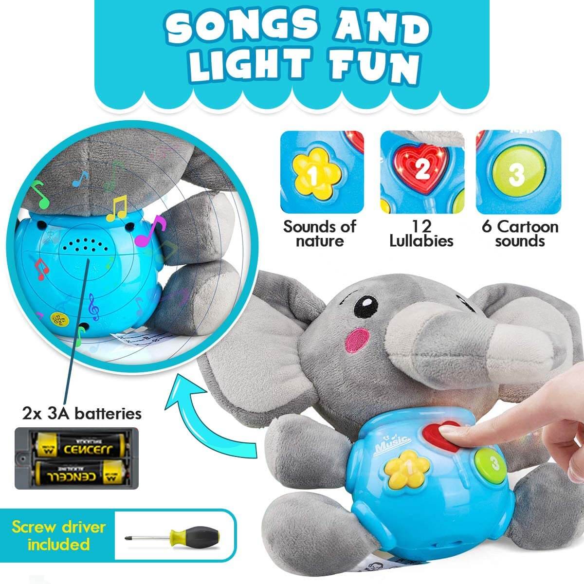 MUSICAL PLUSH ELEPHANT BABY TOY