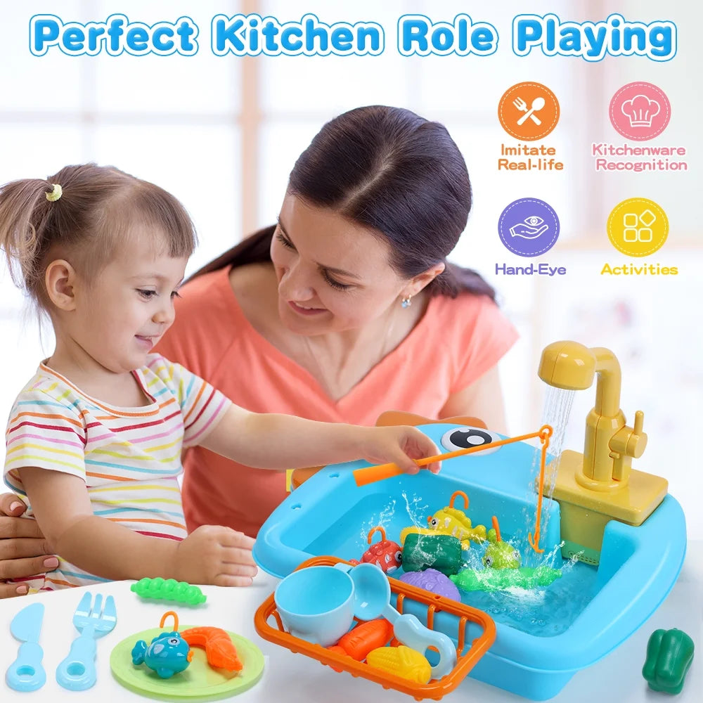 2 IN 1 DINOSAUR ELECTRIC DISHWASHER SINK PRETEND PLAY