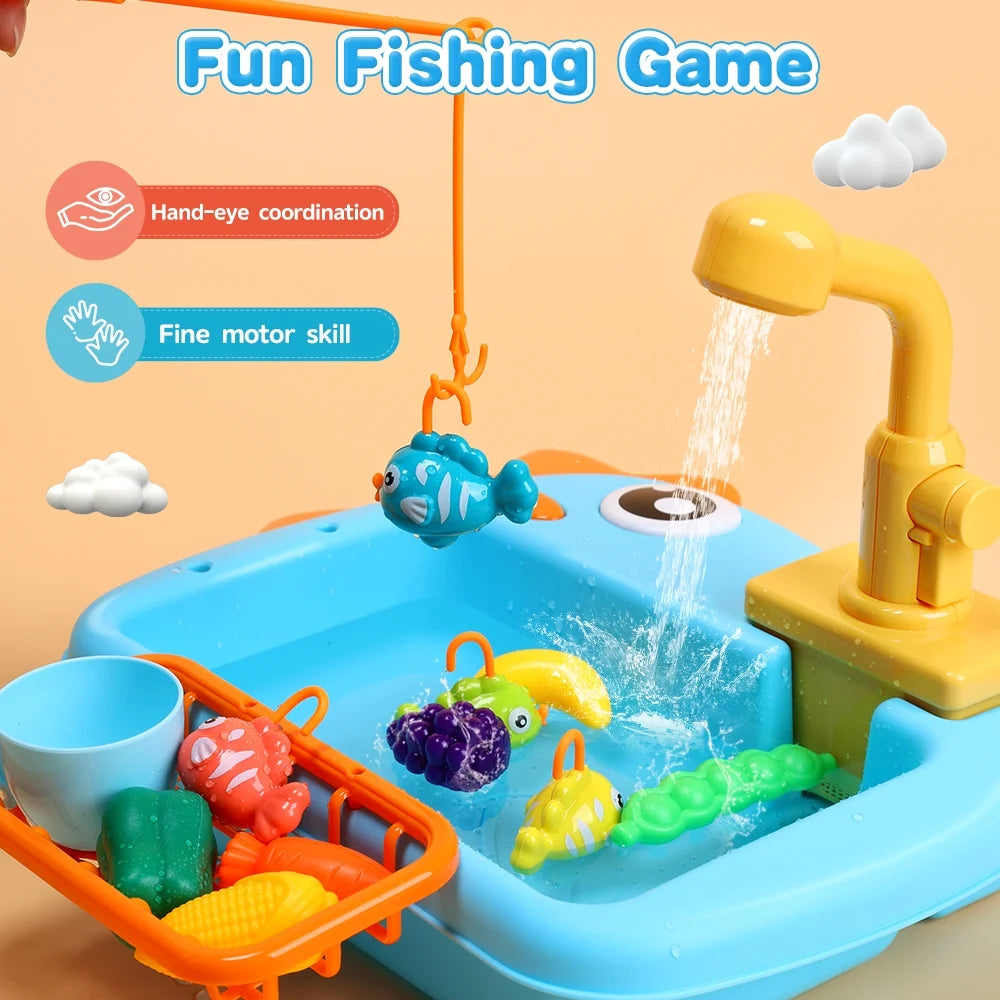 2 IN 1 DINOSAUR ELECTRIC DISHWASHER SINK PRETEND PLAY