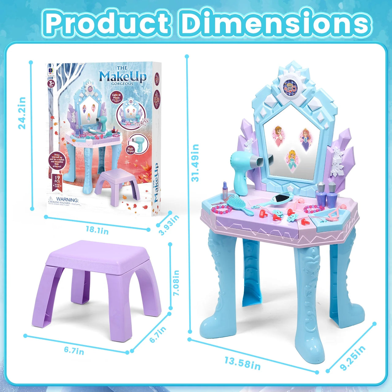 MAKEUP & FASHION DRESSING TABLE WITH LIGHT & SOUND