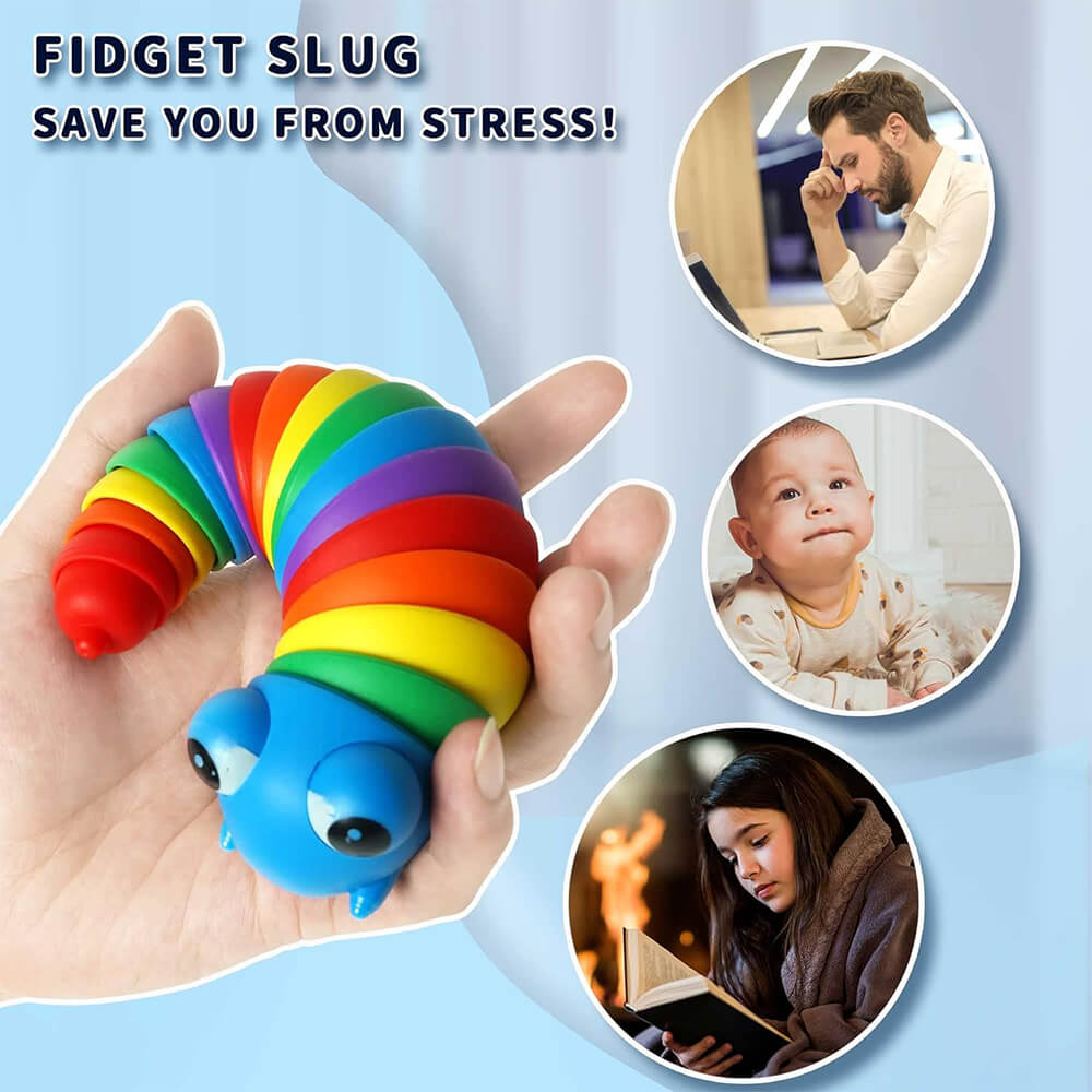 RAINBOW WRIGGLY SLUG FIDGET TOY