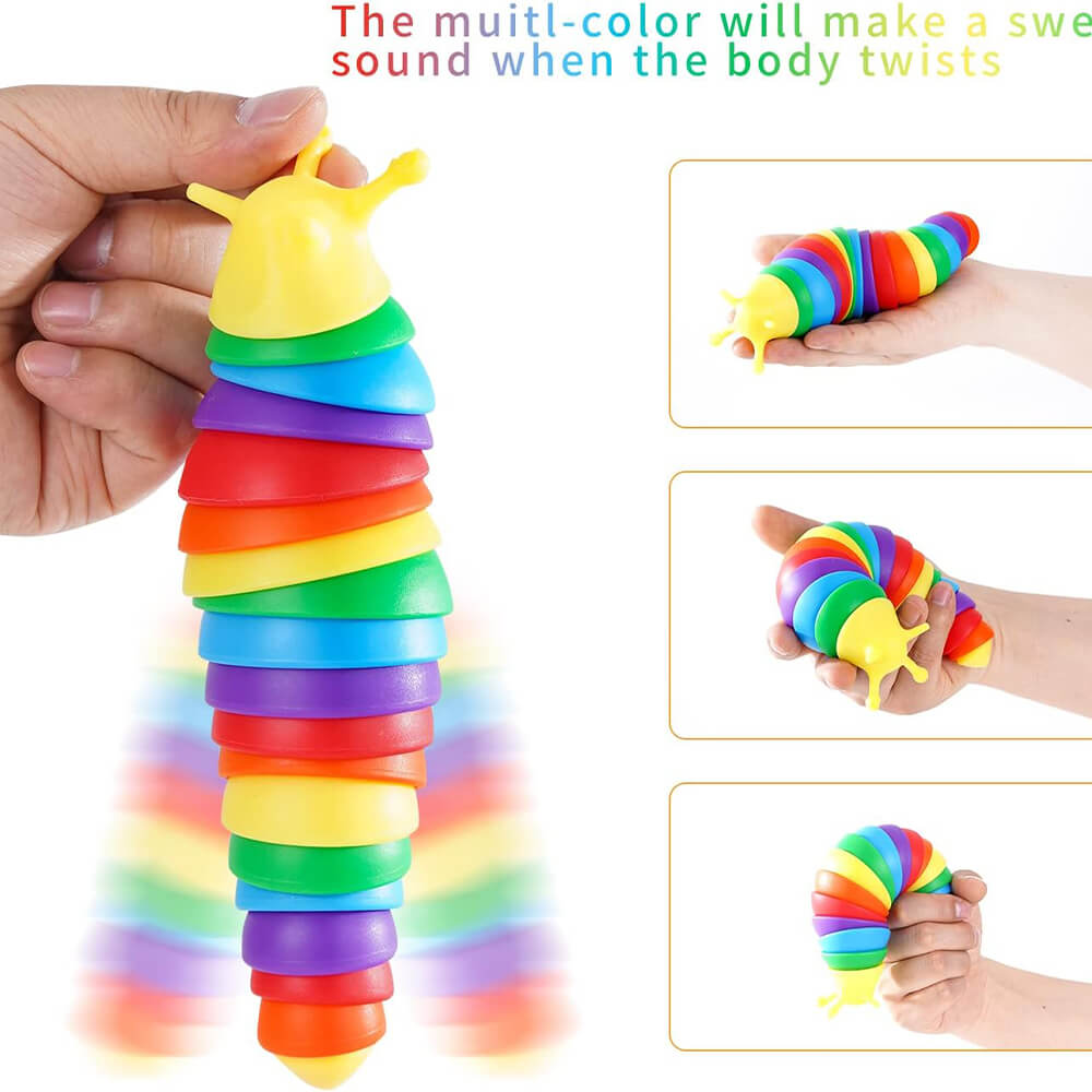 RAINBOW WRIGGLY SLUG FIDGET TOY