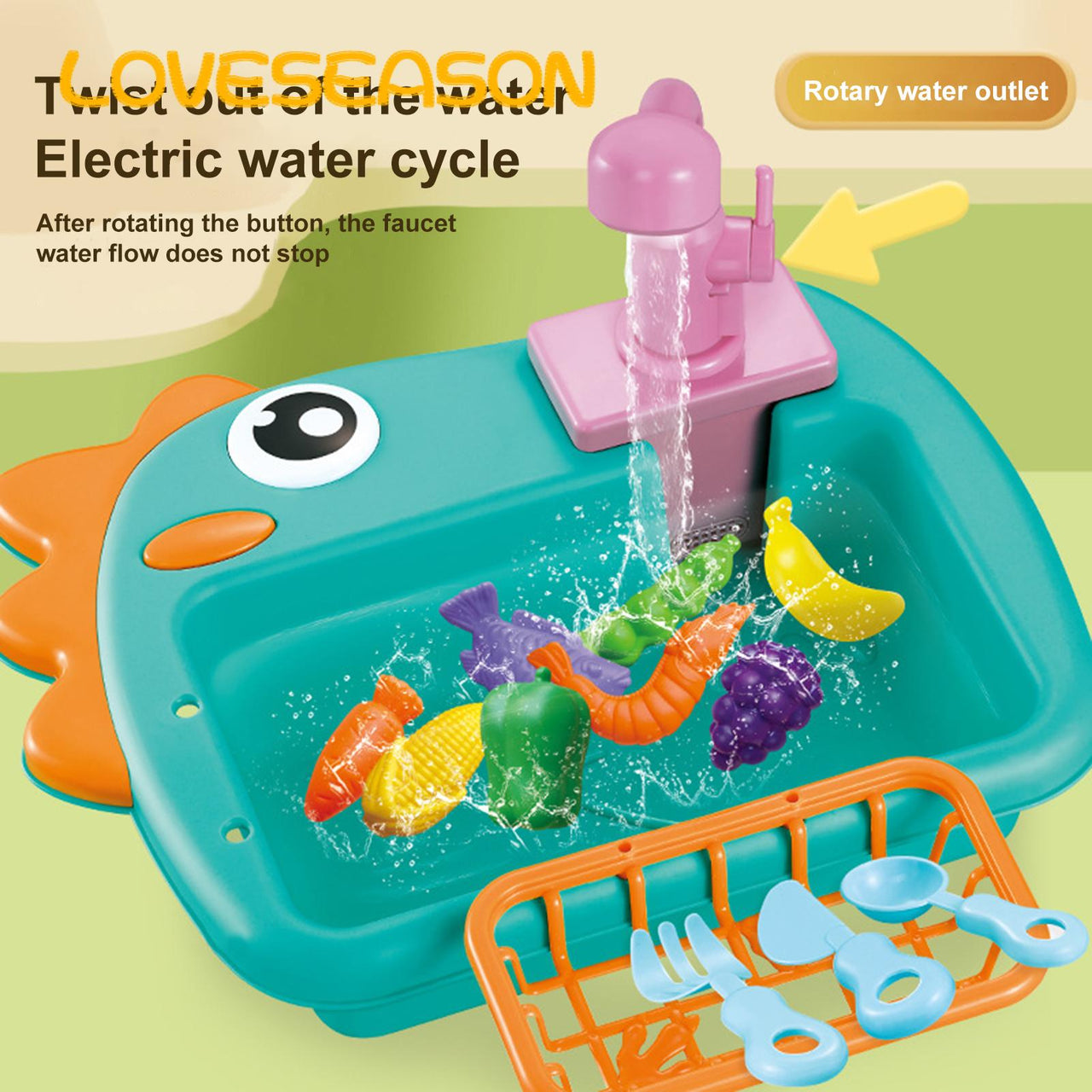 2 IN 1 DINOSAUR ELECTRIC DISHWASHER SINK PRETEND PLAY