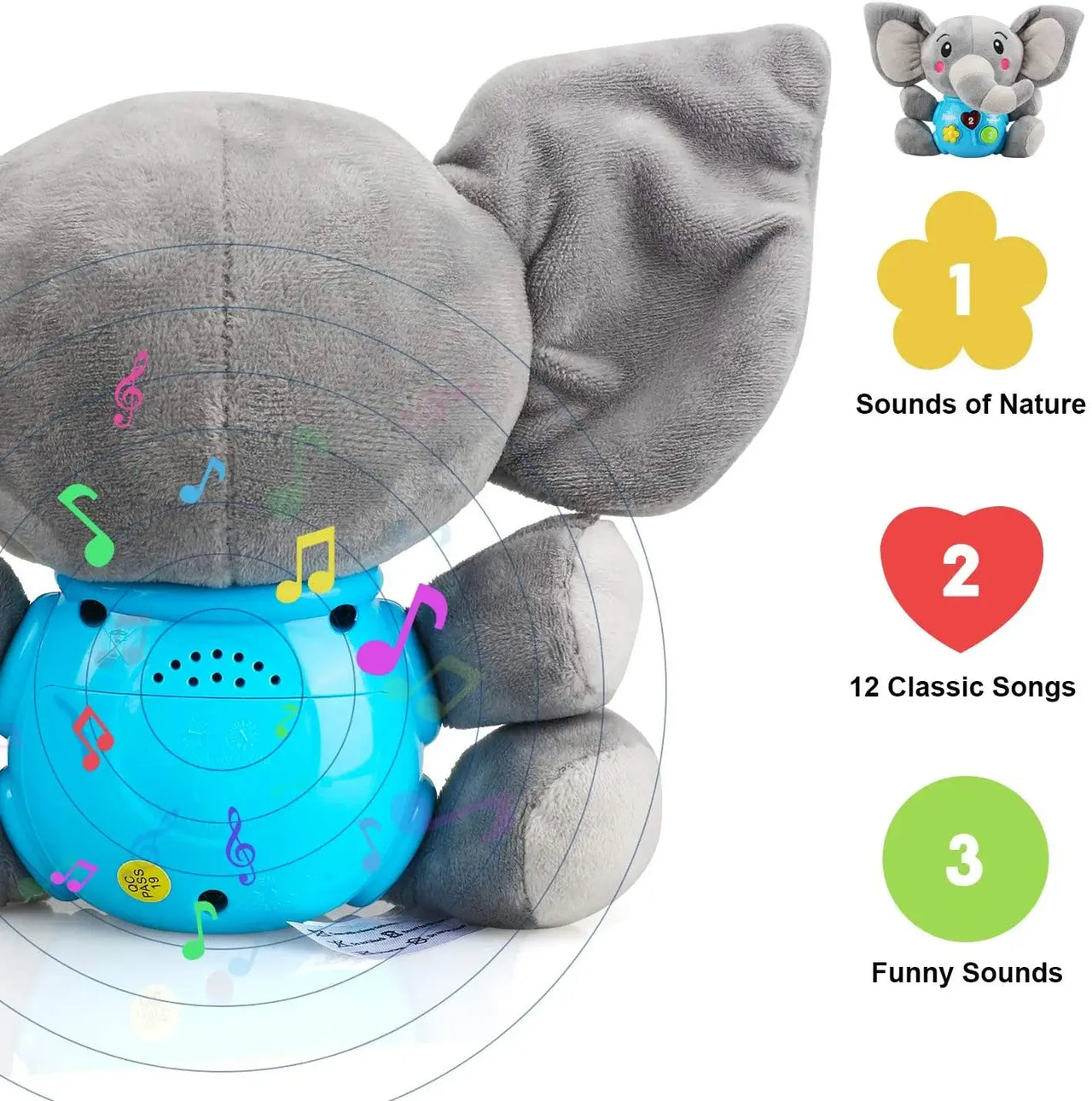 MUSICAL PLUSH ELEPHANT BABY TOY