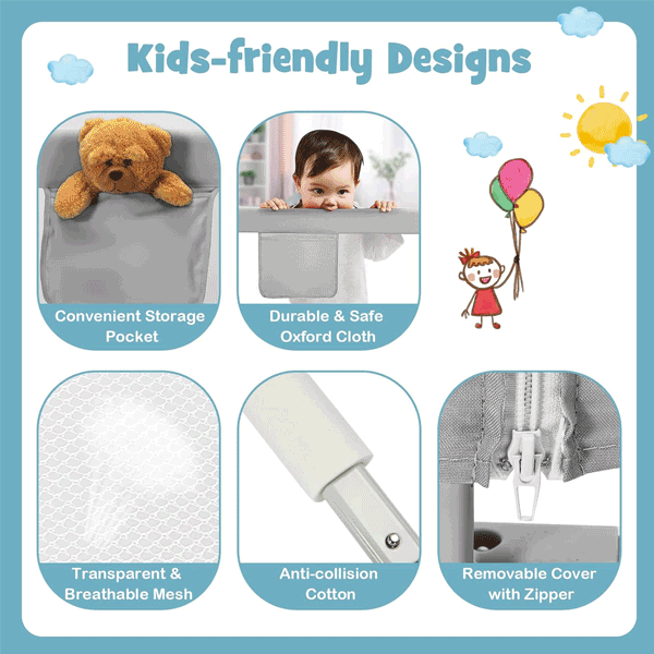 BED SAFTEY RAIL & GATE FOR KIDS & BABIES - 1 SIDE