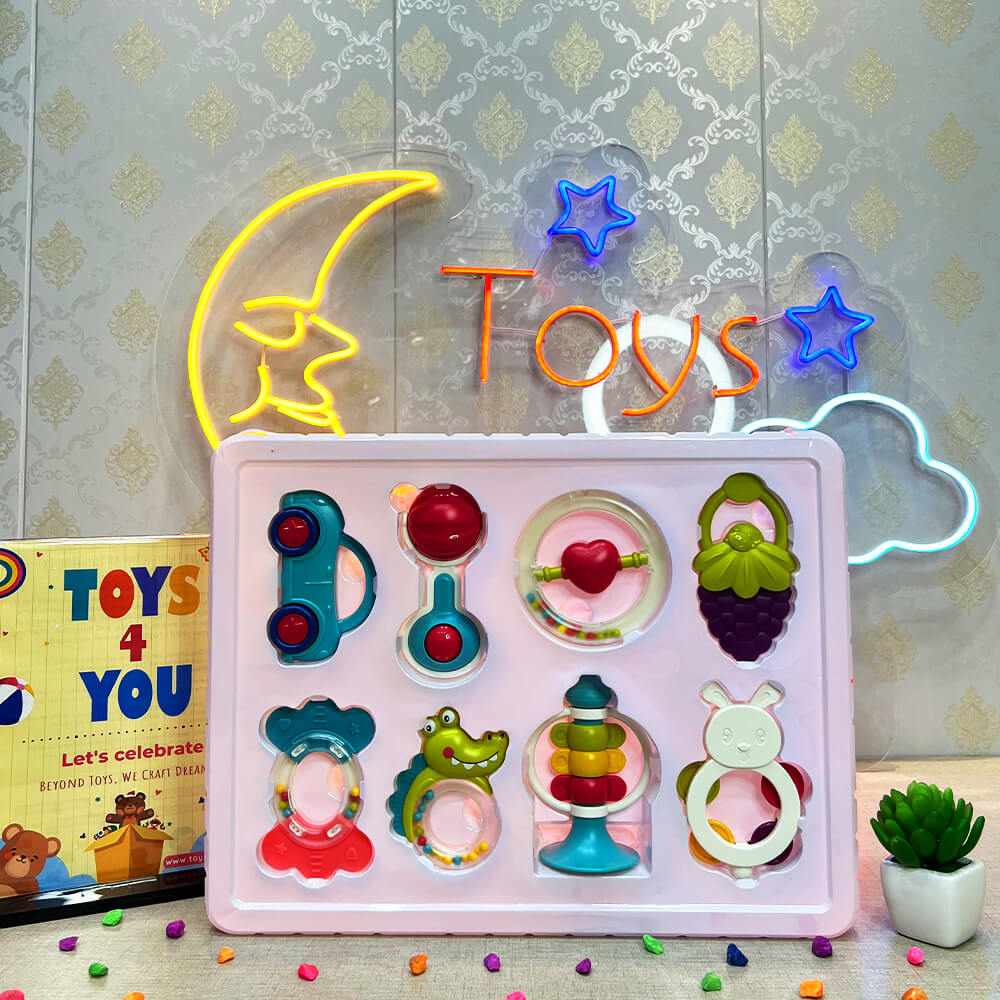 BABY RATTLE & TEETHER - 8 PCS