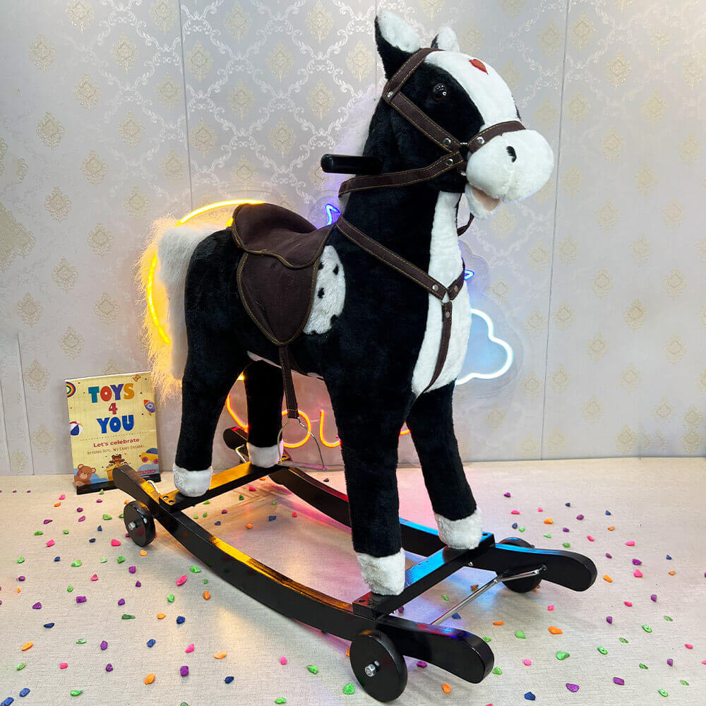 KIDS LARGE ROCKING HORSE WITH WHEEL LIGHTS & MUSIC