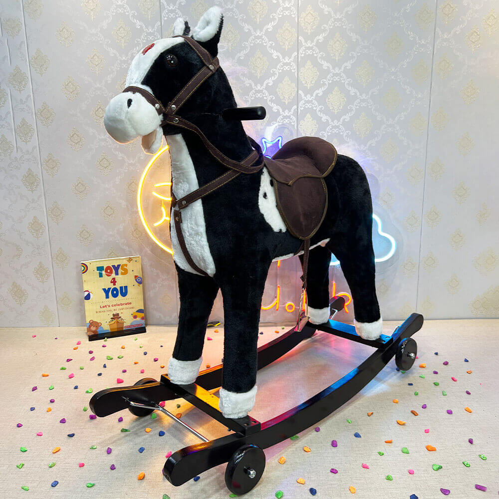 KIDS LARGE ROCKING HORSE WITH WHEEL LIGHTS & MUSIC